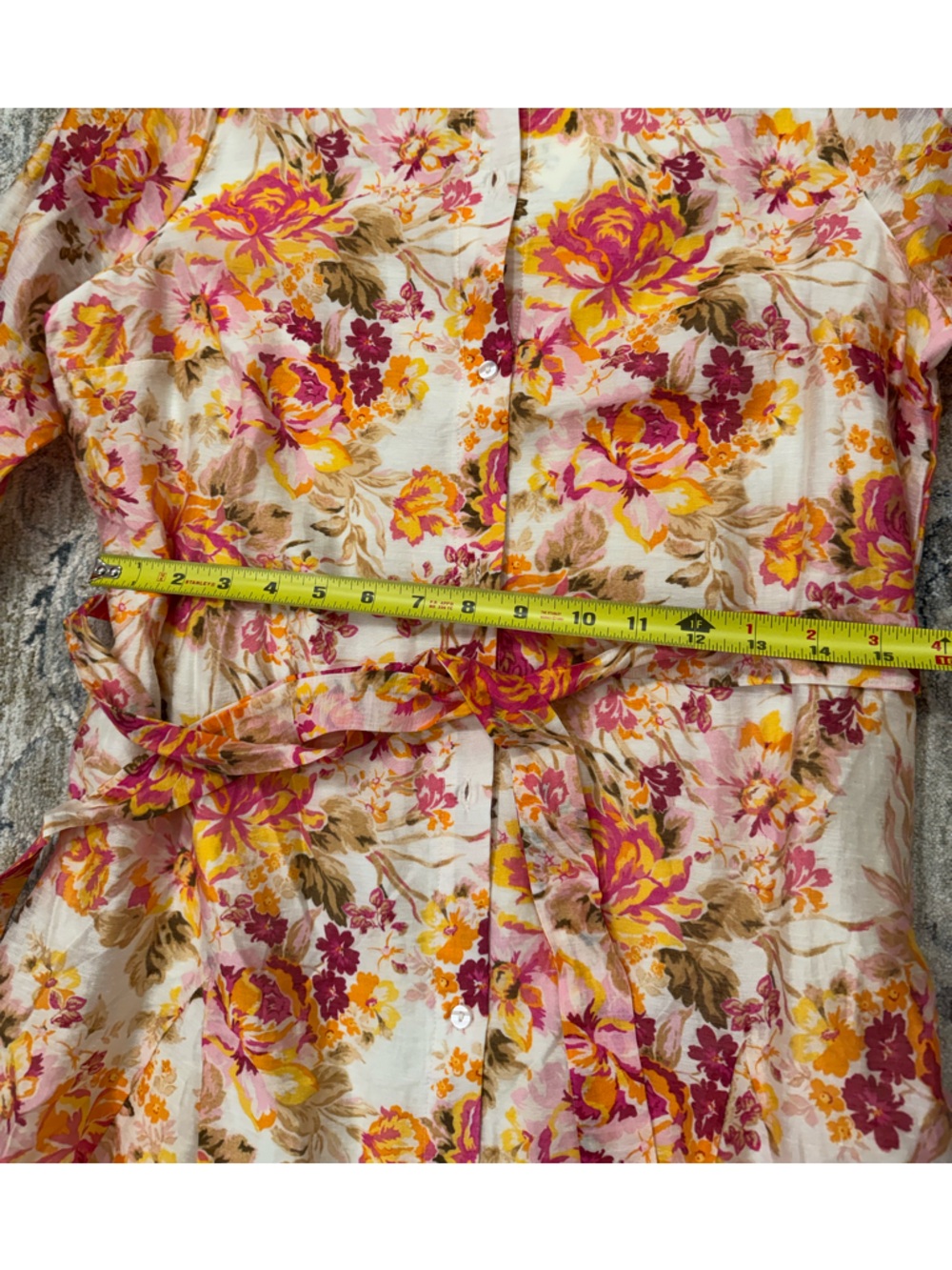 CeCe Spring Floral Button-Front Dress in Pink, Yellow & Cream - Picture 7 of 10